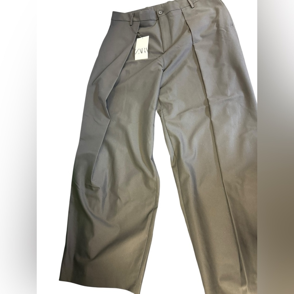 Zara Black Dress Pants Straight Leg Cotton Blend